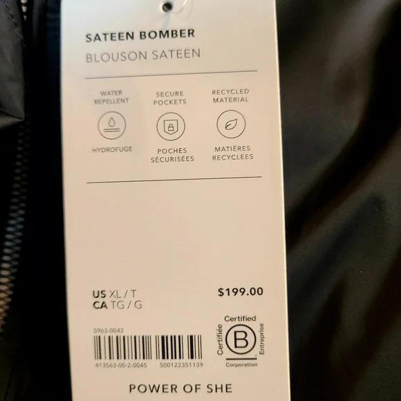 Athleta Sateen Bomber Jacket Coat NWT XL TALL - Picture 6 of 7